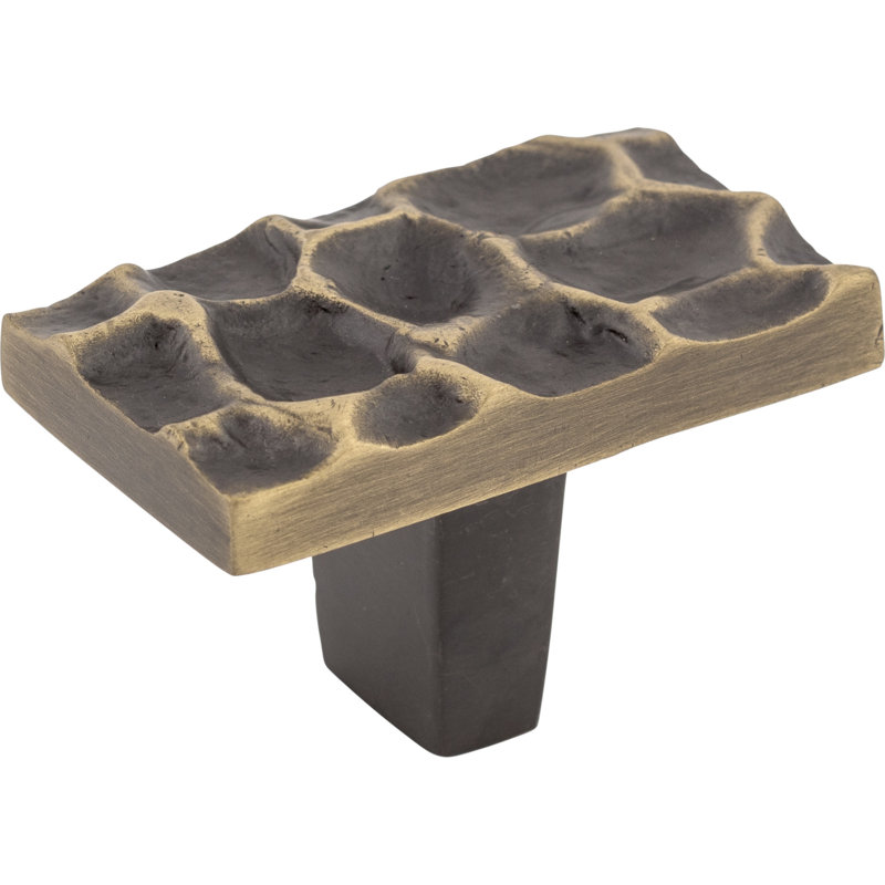 Brass Antique Rectangular Textured Cabinet Knob