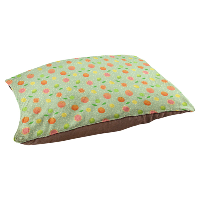 Coussin pour chien agrume fruit Byrge, Très grand (l 52 po x P 42 po x H 17 po), Vert clair / orange / jaune