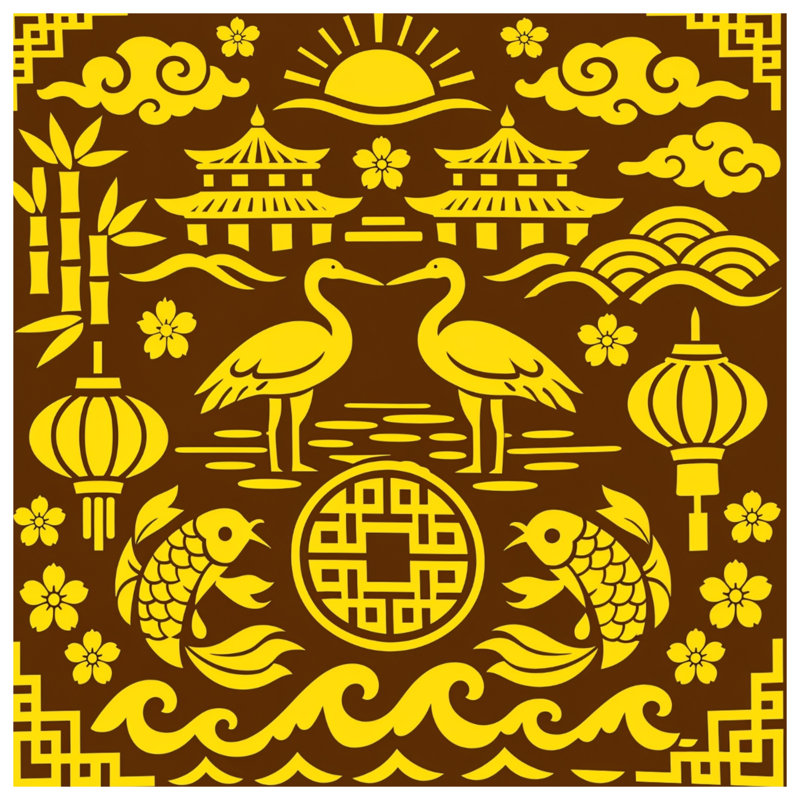 Édredon Asian Asian Symbols, Twin Extra Long