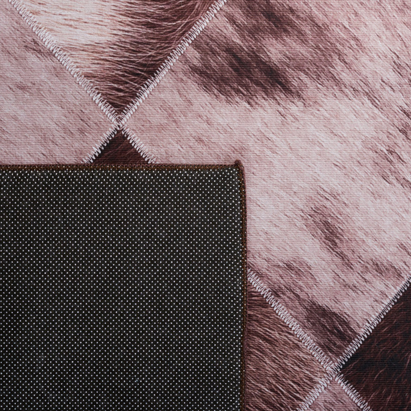 Tapis brun clair / brun en polyester tissé à la machine Cahoe, Rectangle 8 pi x 10 pi