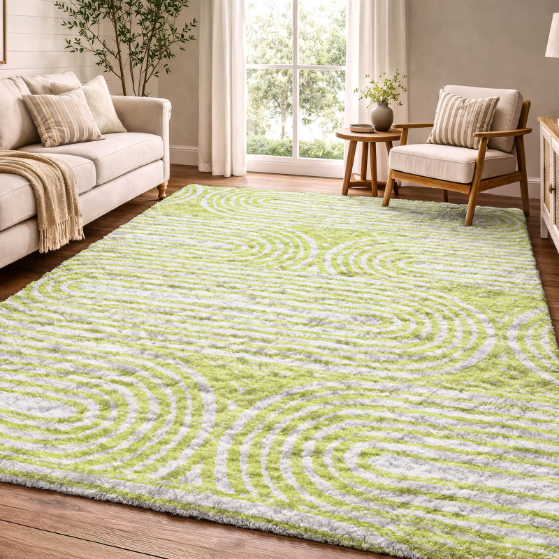 Tapis art déco de qualité supérieure lavable à la machine Dream Shag ADS540, Vert, 10 pi x 14 pi