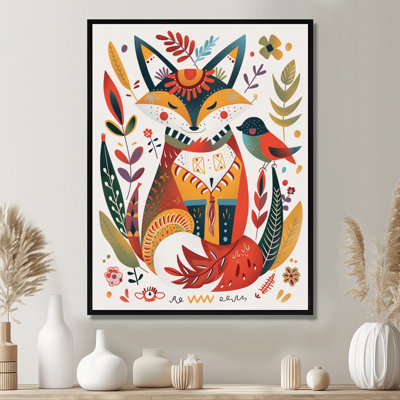Art mural coloré renard boho coloré dans une forêt rétro II