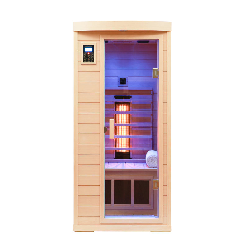 Belfry Heating Cantu 1 - Person Bluetooth Compatible FAR Infrared Sauna with Remote Control in Hemlock