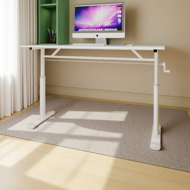 Adjustable Study Desk For Kids & Adults – Height-Adjustable, Multi-Purpose Home/Office Desk, Compact Design, White