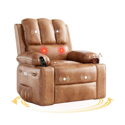 37.4" Electric Power Recliner with Heat and Massage, Rocking Recliner Chair 22" Seat with Cup Holders