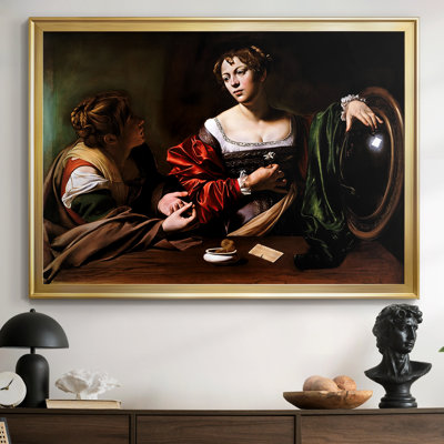 Martha and Mary Magdalene-Caravaggio - Toile tendue avec châssis, c. 1598