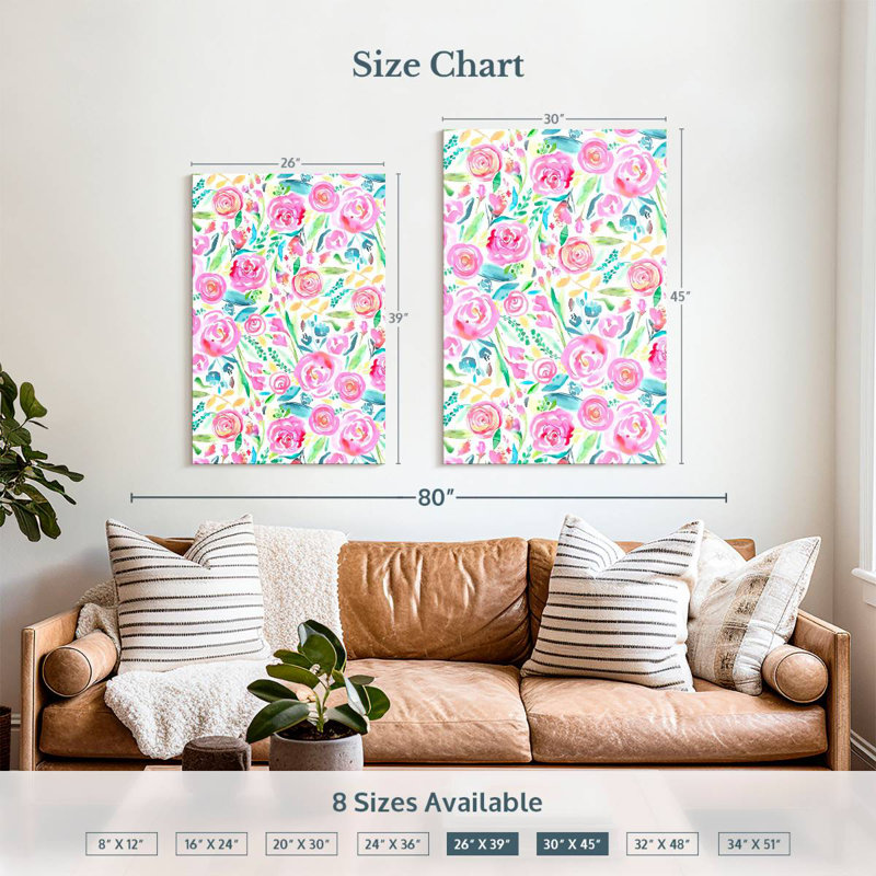 Harnek Spring Roses Pastel, 39" H x 26" W