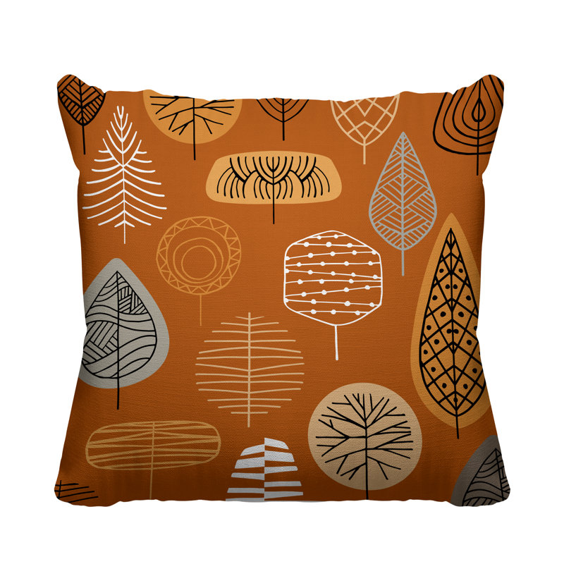 Felicity Autumn Trees Indoor/Outdoor Throw Pillow, 17W" x 17H", Orange