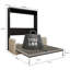 Canapé-lit escamotable facile à assembler, grand lit escamotable mural avec canapé pour le salon, structure de lit en métal gris, armoire noire, canapé beige