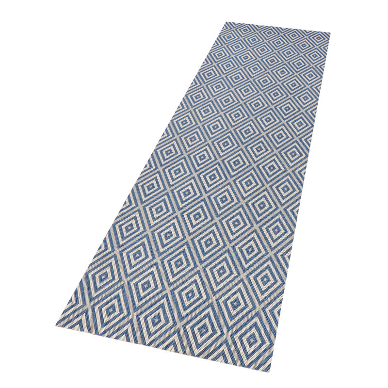 Flatweave Blue Rug, Runner 80 x 200cm
