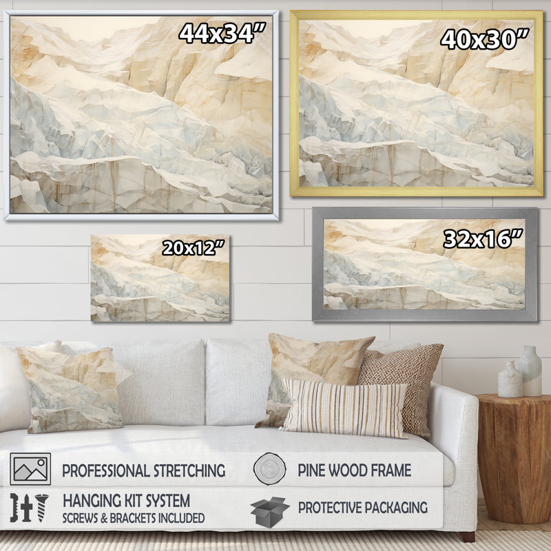 Minimalisme Geige Glacier Harmony I, H 16 po x l 32 po x P 1 po, Cadre flottant noir