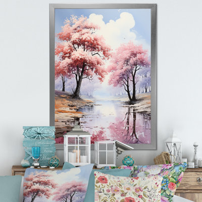 Érable rose paysage sur toile