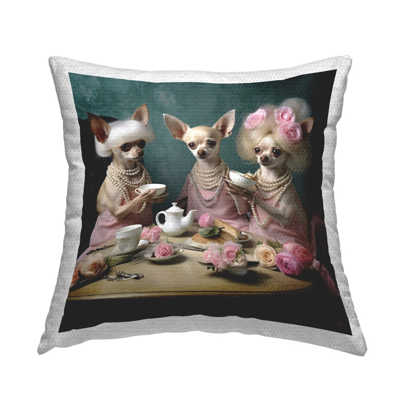 Coussin d'extérieur imprimé Dogs Tea Party par RB