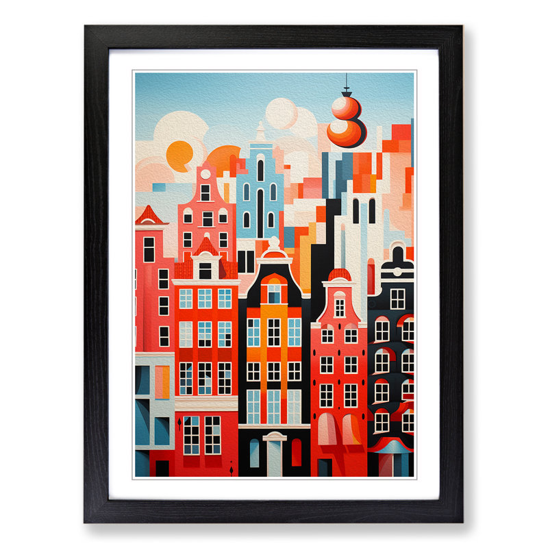 XYZ-FRM-V1223-1791 Amsterdam Constructivism - Single Picture Frame Print on Wood, 34cm H x 25cm W x 2cm D, Black 