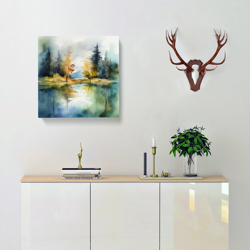 Lake Watercolour No.5 - Wrapped Canvas