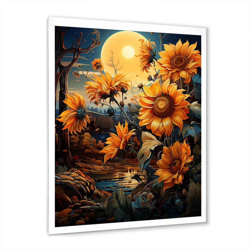 Tournesols enchantés I, Cadre photo blanc, H 20 po x l 12 po x P 1 po