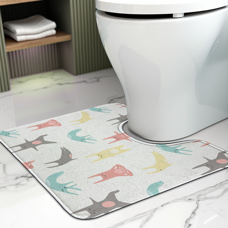 Tapis de salle de bain en forme de U Rabbit Multicolor 20 po