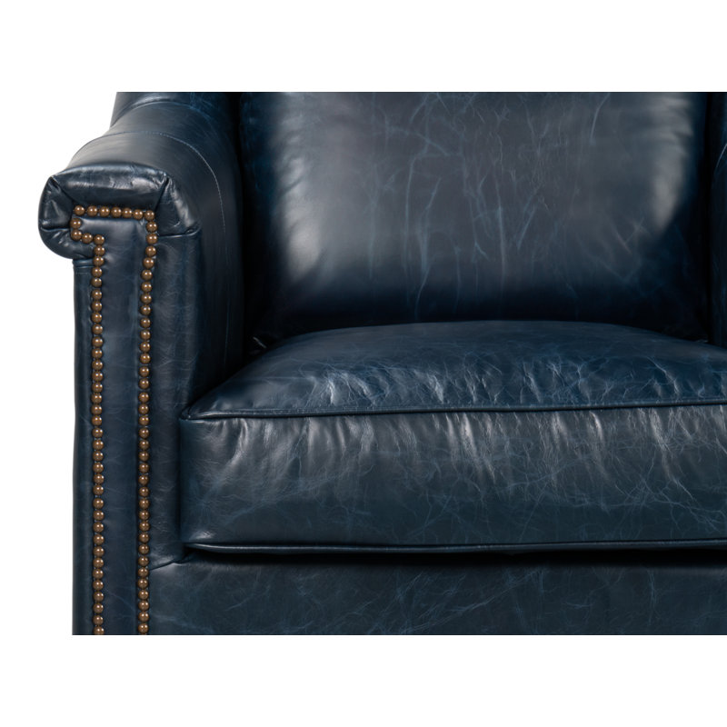 Vandike Club Chair, Chateau Blue Leather