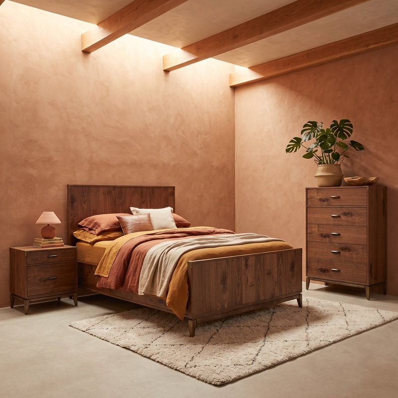 Ensemble de chambre avec très grand lit 3 pièces Villeparis, Ensemble de trois pièces : lit, table de chevet,