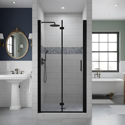 Porte de douche pivotante en verre trempé 34 po x 72 po Universal