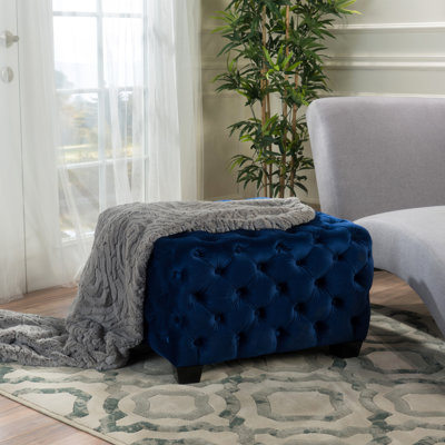Velours bleu marine avec bouton chic - aspect moderne, bouton en point de diamant, 29 po x 29 po x 18,61 po