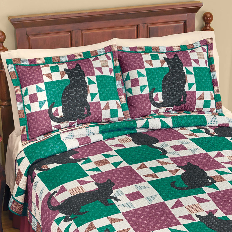 Charming Cat Silhouette Patchwork Polyester Pillow Sham