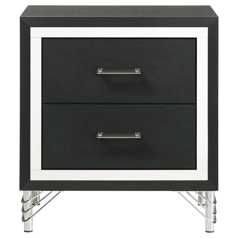 Malcolm Black 2-Drawer Nightstand Bedside Table