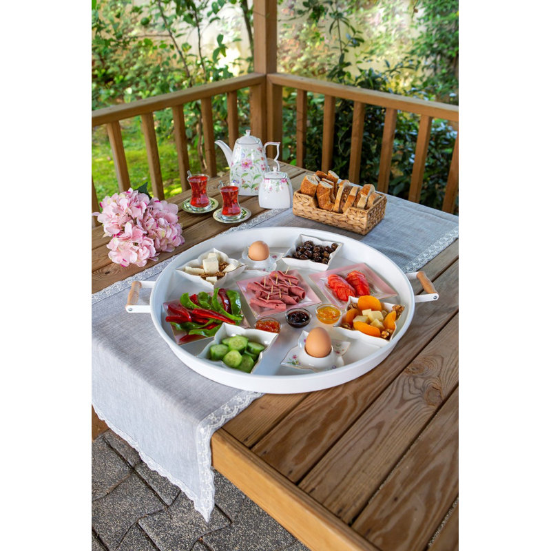 Durable Metal Tray, White, 11.8 x 11.8 x 0.8 inches | 100% Metal Construction, Non-Dishwasher and Non-Microwave Safe | Perfect for Serving, Decor, or Organization | Sleek Design for Modern Home & Kitchen
