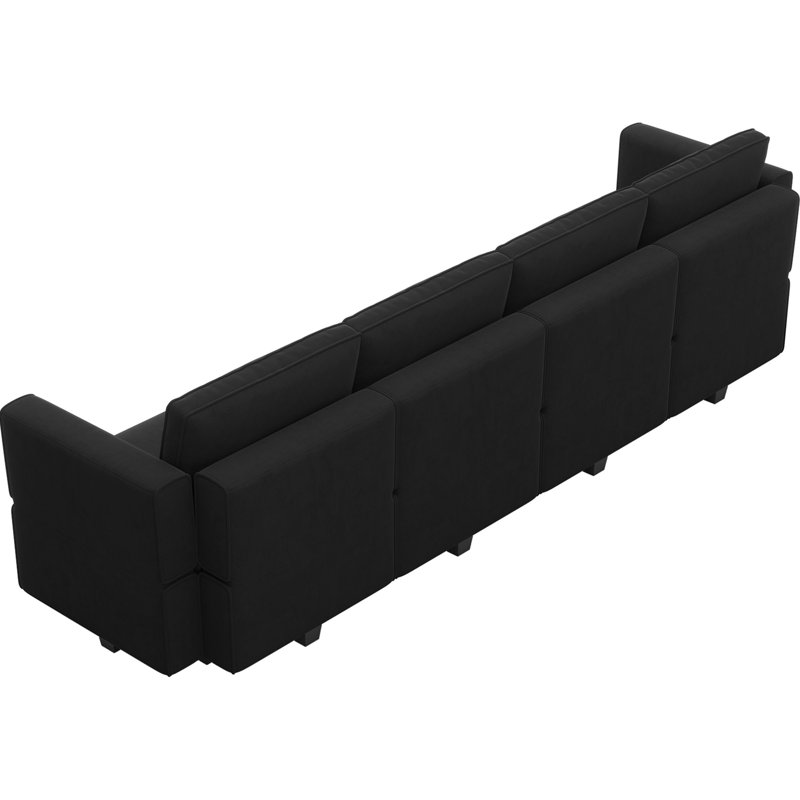 Vashudev 5-Piece Symmetrical Velvet Sectional Modular Sofa 4-Seat Variable Upholstered Couch with Storage, Black Velvet