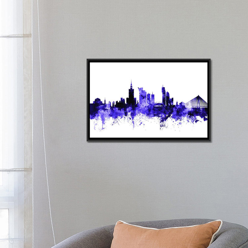 « varsovie, pologne horizon » par michael tompsett, reproduction d’impression sur toile tendue, H 18 po x l 26 po x P 1,5 po