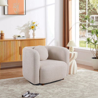 Fauteuil d'appoint carré, fauteuil en tissu d'ameublement rembourré en tissu Boucle, fauteuil d'appoint de style japonais