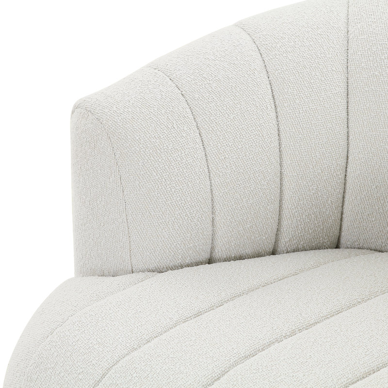 Elliana Swivel Barrel Chair, White Boucle