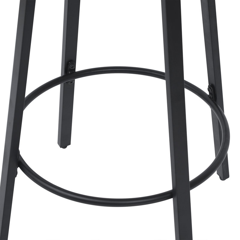 Counter Height Bar Stools Backless Handwoven Kitchen Dining Chairs With Round Footrest Set Of 2 PVC Weaving Pub Stool For Indoor & Outdoor (Black & Creamy White)