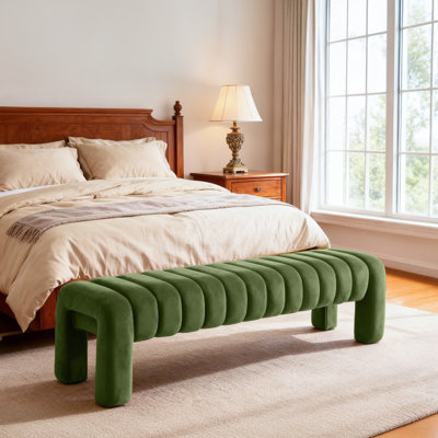 Oyan Modern Channel Tufted Backless Upholstered Bench