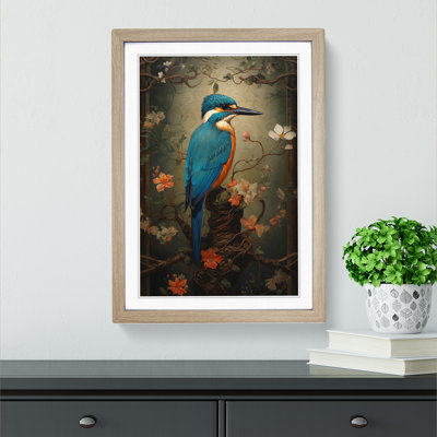 Kingfisher Victorian No.2 - Single Picture Frame Print on Wood