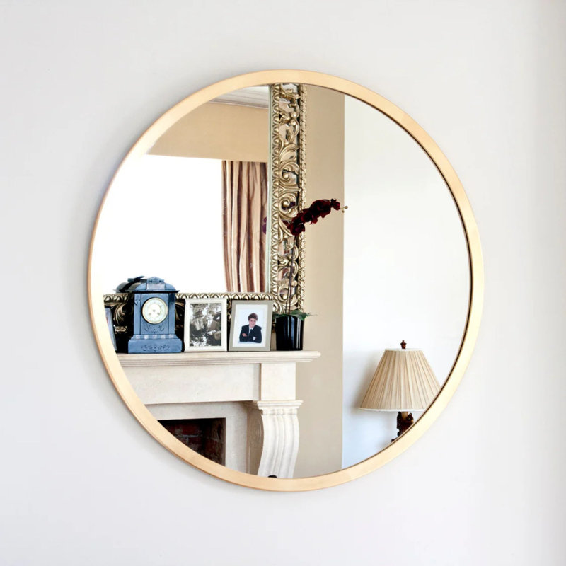 Contemporary Simple Round Mirror Gold, 102 cm H x 102 cm W
