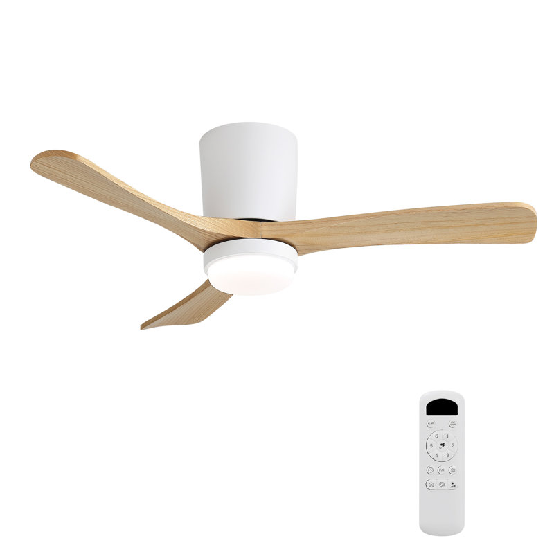 Ventilateur de plafond blanc mat de 42 pouces avec moteur à courant continu, lumière DEL à intensité variable, minuterie et mémoire pour le salon et la chambre à coucher