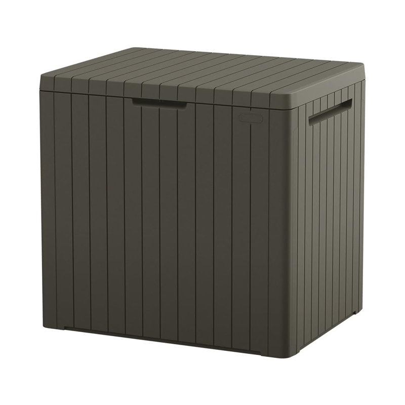 30 Gallon Resin Outdoor Deck Box with Lockable Lid for Garden, Pool, and Patio, Taupe
