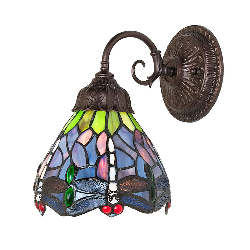 1 - Light Armed Sconce, Green/Blue/Purple/Red, Bell