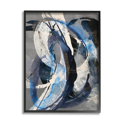 Abstraction fluide aquatique, peinture blanche et bleue par K. Nari - impression