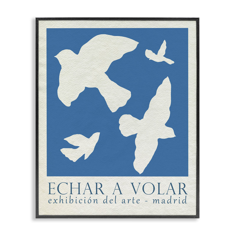 Oiseaux bleus, exposition classique, estampe numérique de June Erica Vess, Giclée encadrée noir minuit, H 14 po x l 11 po