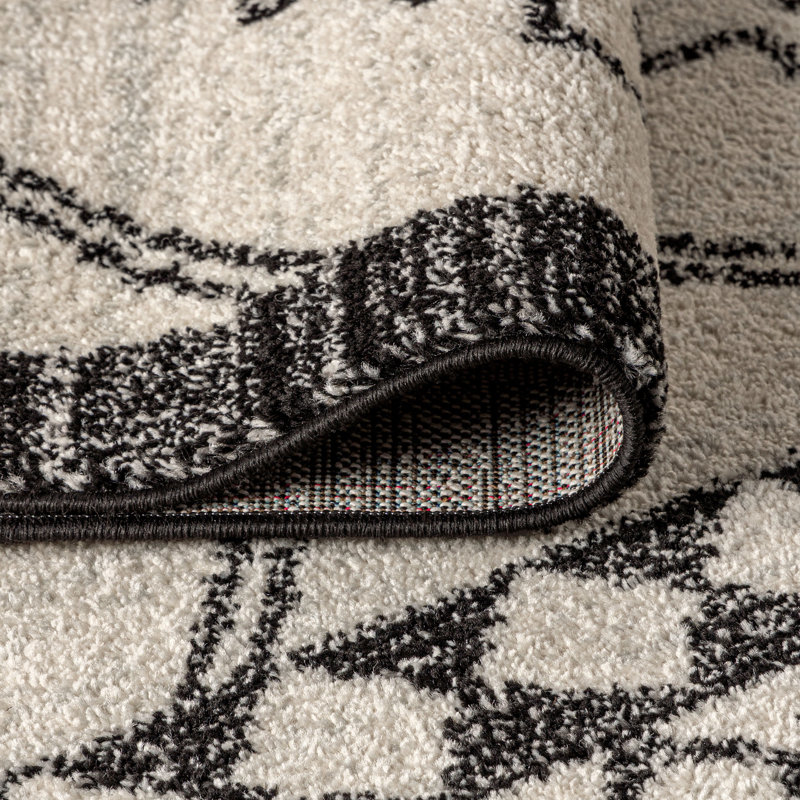 Amir Moroccan Beni Souk Cream/Black Rug, Square 6'7"