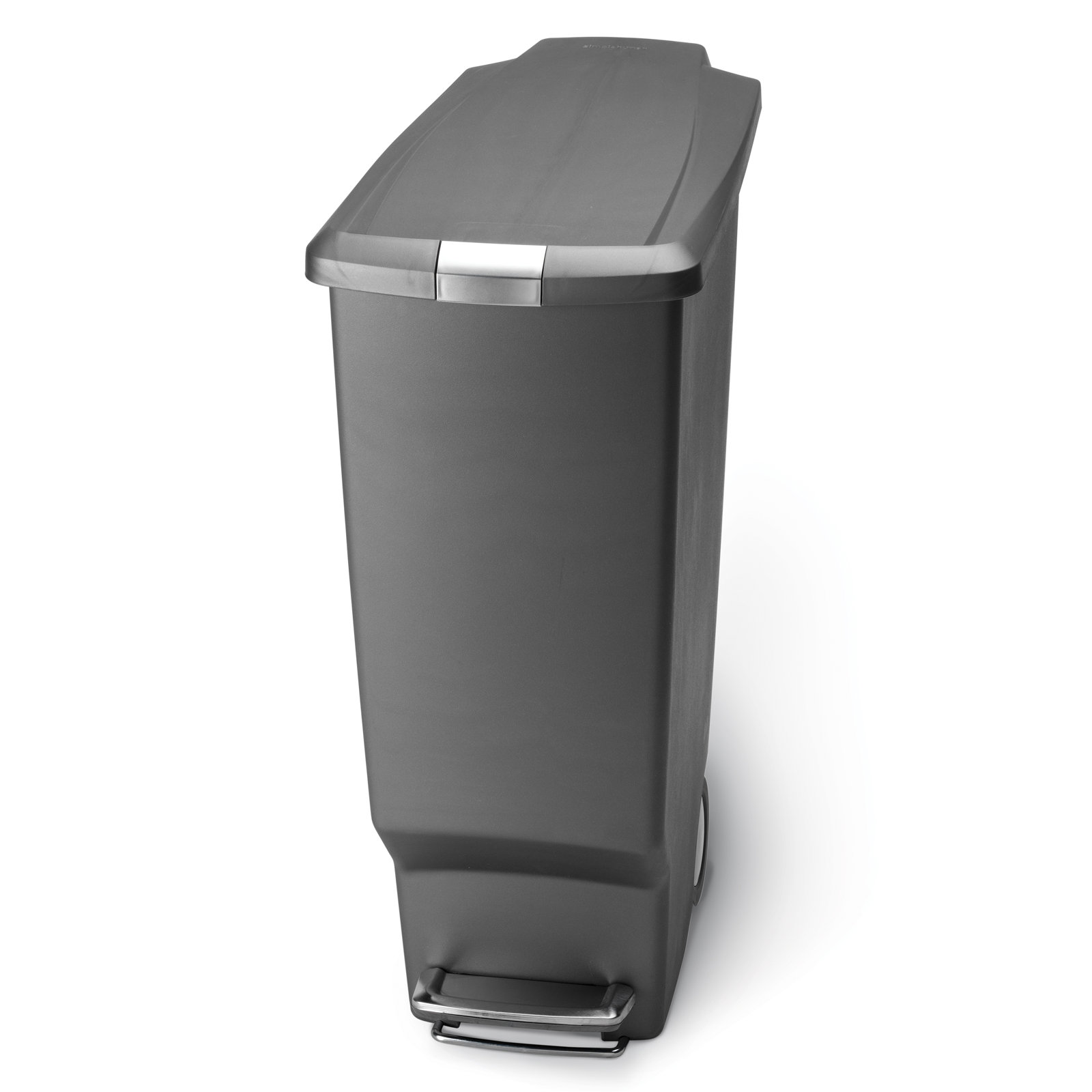 simplehuman 40 Liter / 10.6 Gallon Slim Kitchen Step Trash Can with Secure Slide Lock, Plastic, Gray