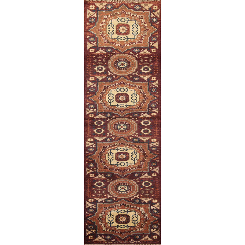 Tapis de couloir géométrique traditionnel en laine 3 x 10