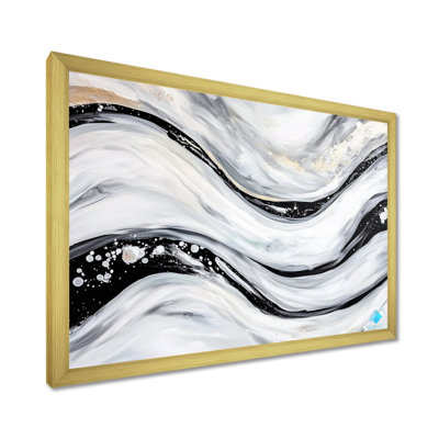 «Black and Grey Stone Abstract Waves II - Abstract Modern Waves», reproduction sur toile
