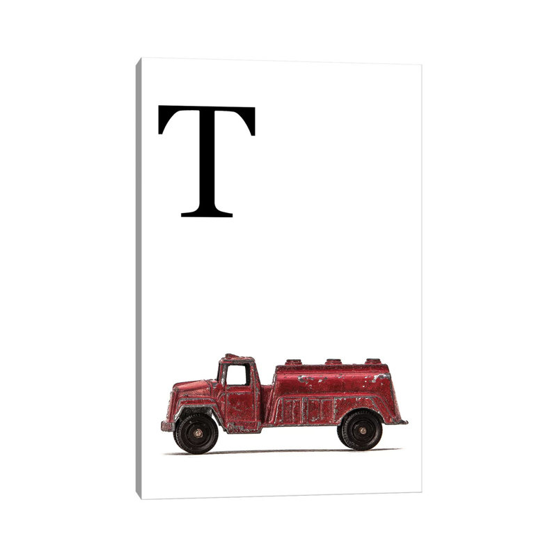 T Water Truck White Letter - Print on Canvas, 30.48 cm H x 45.72 cm W, Wrapped Canvas