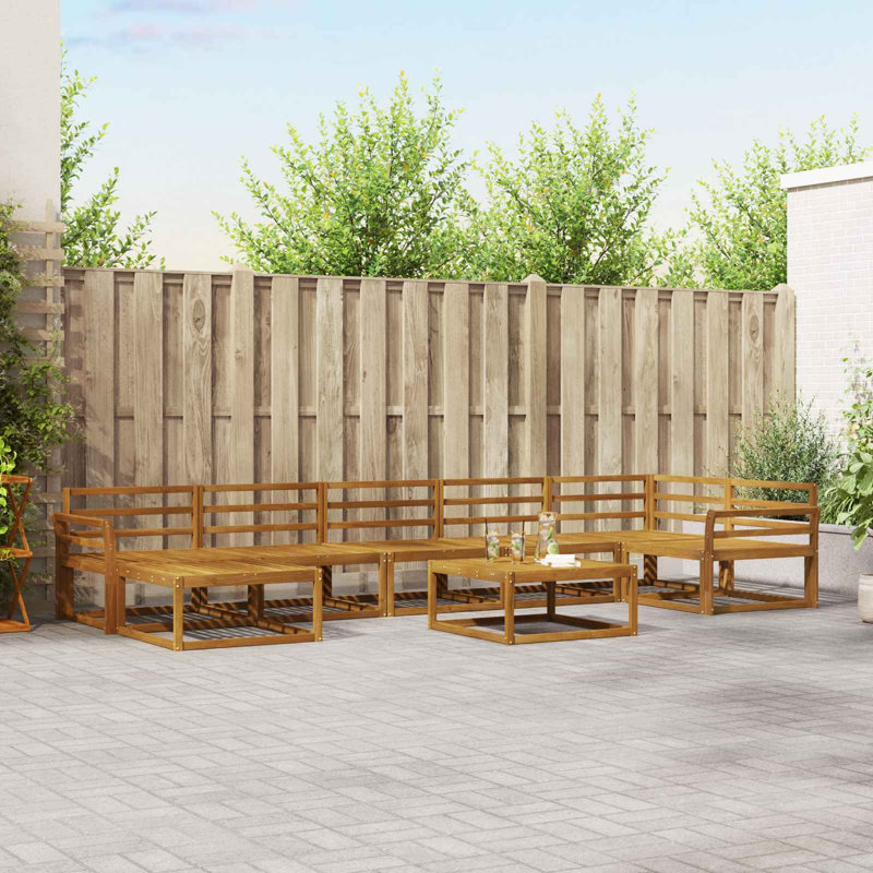  Outdoor Sofa Set 8 Pcs Natural Solid Acacia Wood