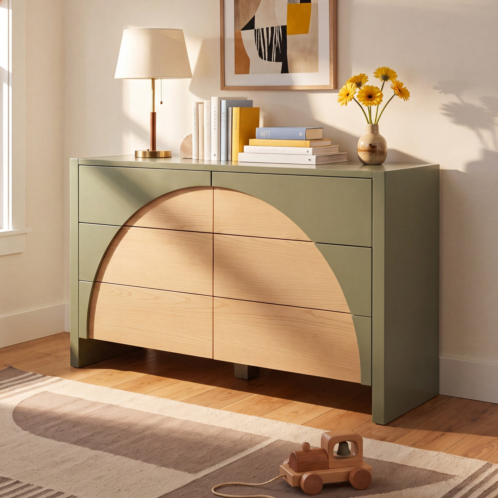 Moab 6-Drawer Dresser, Olive/Ash