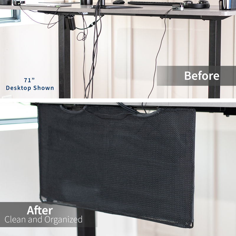 Black 30in Cable Management Desk Organizer