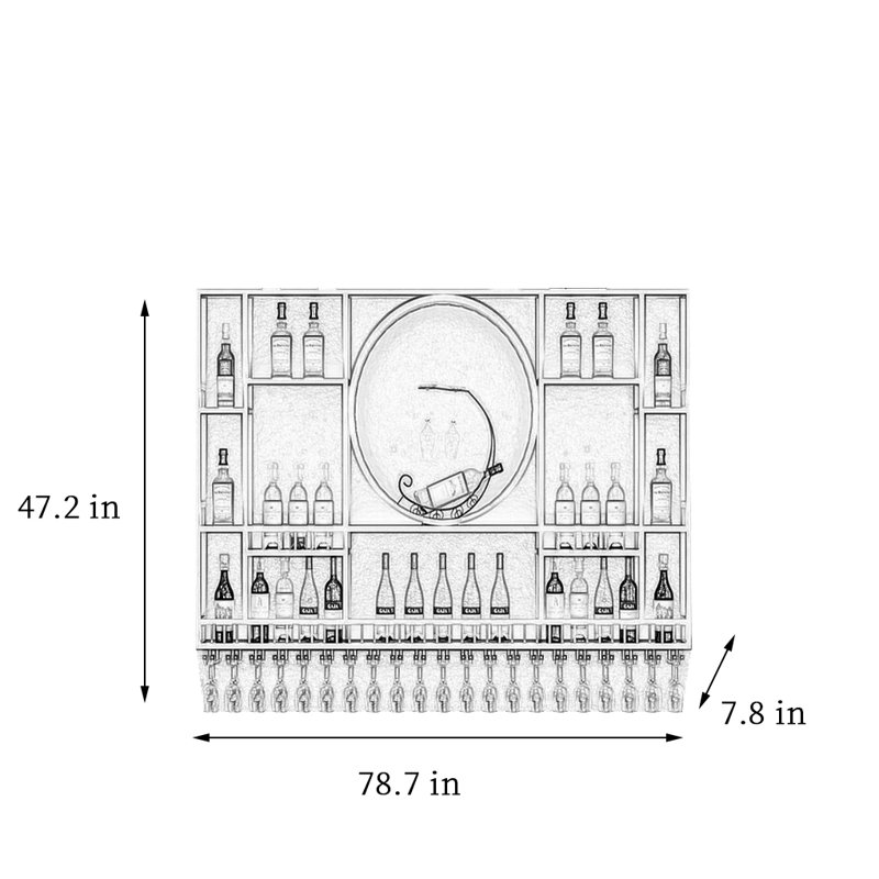 Circle Wall Mounted Wine Rack, Or, H 47,2 po x l 78,7 po x P 7,8 po